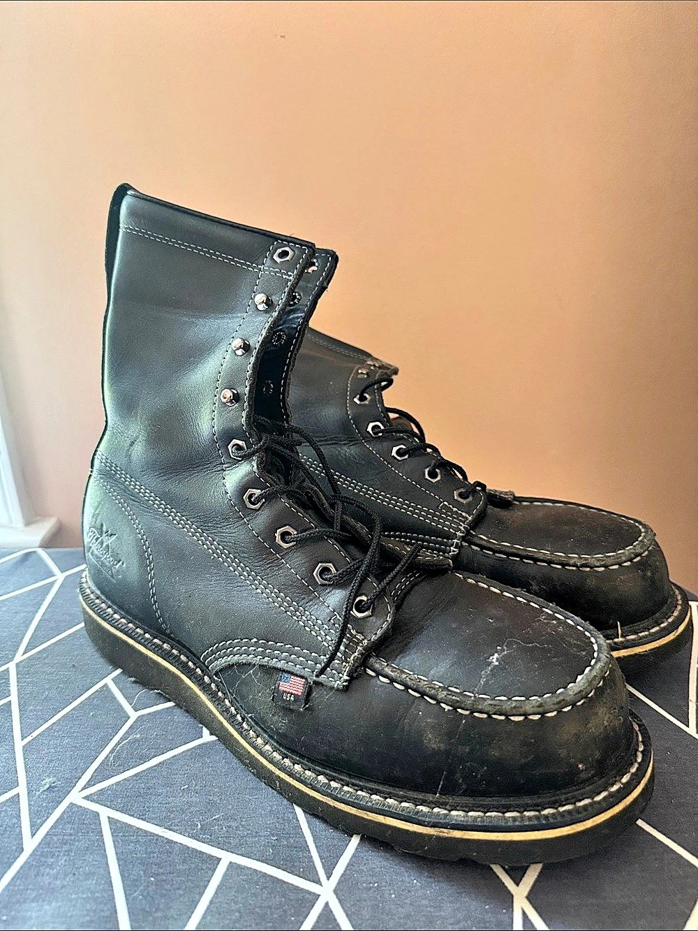 Thorogood Moc Toe - Midnight Edition Black Boots - US 10.5 EE - Steel toe